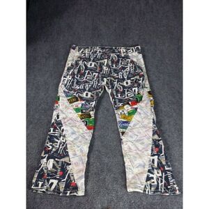 Hip Hop Slim Fit Jeans Men Sz 40 Multicolor Graffiti Art Print Streetwear‎